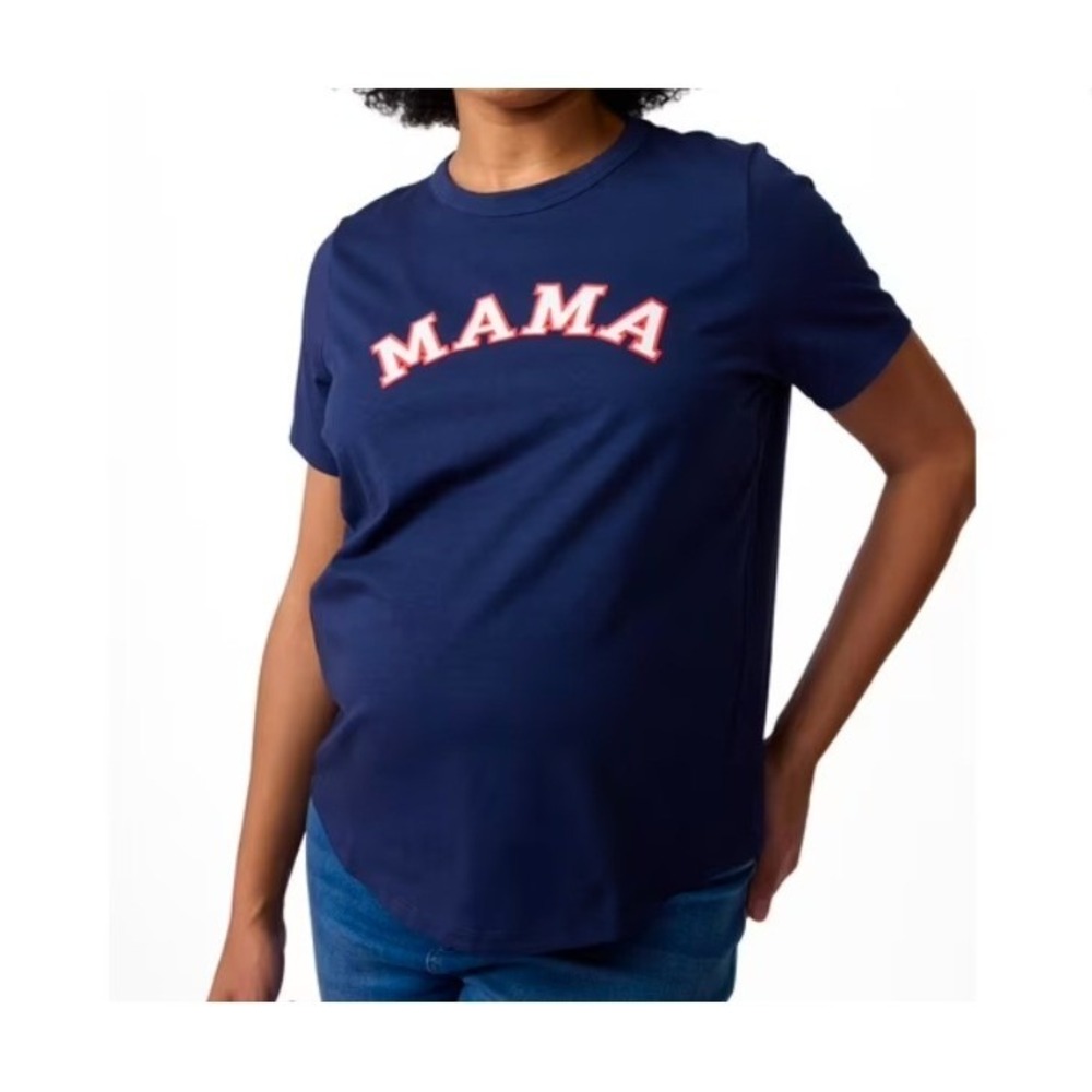 Ingrid & Isabel maternity mama short sleeve shirt Navy blue L